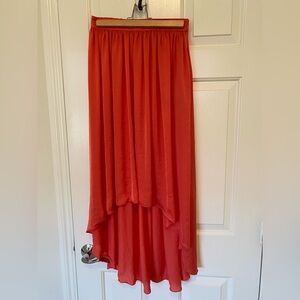 Zara Basic Coral High-Low Skirt